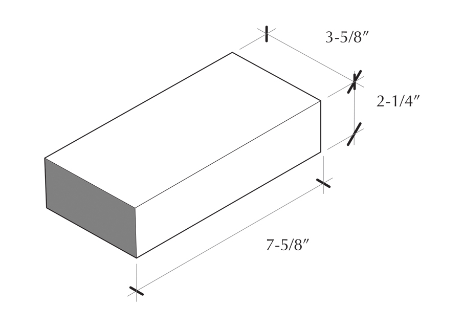 A foam bricks measuring 110 mm × 45 mm × 40 mm